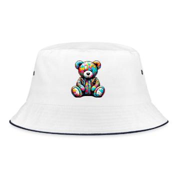 Teddy Bear Teddy Bear Leather Vest - Bucket Hat - white/navy - Front