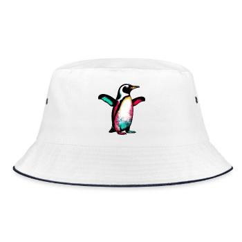 Pinguin - Bucket Hat - Weiß/Navy - Vorne