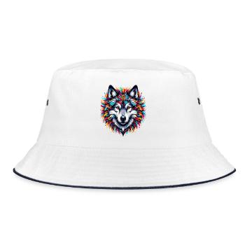 Wolf - Bucket Hat - white/navy - Front