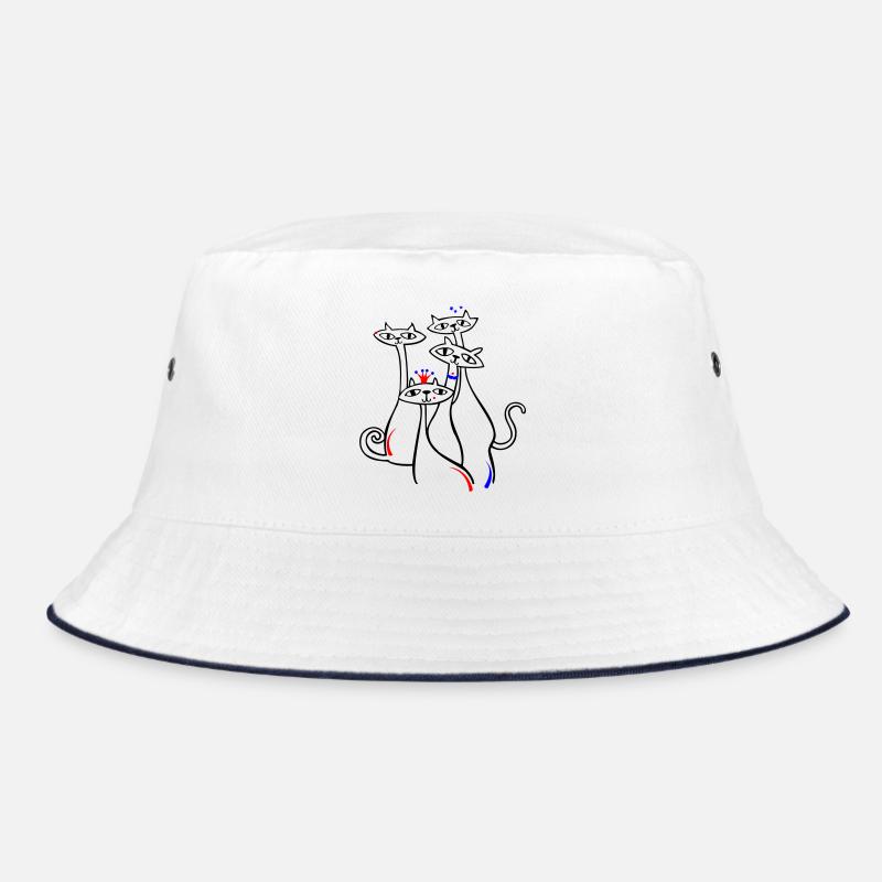 Katzen in Pose - Bucket Hat - Weiß/Navy