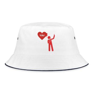 Liebeserklärung "Ich liebe dich" - Bucket Hat - Weiß/Navy - Vorne