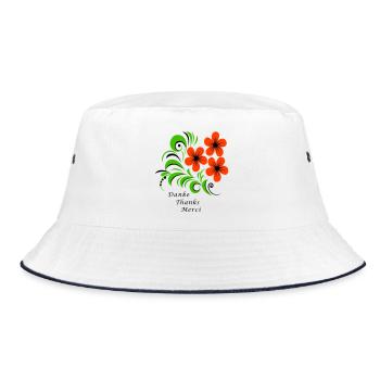 Danke Thanks Merci - Bucket Hat - Weiß/Navy - Vorne