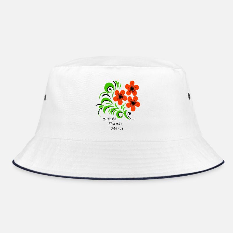Danke Thanks Merci - Bucket Hat - Weiß/Navy