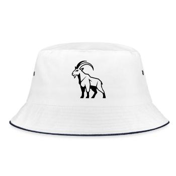 Bergziege geometrisch - Bucket Hat - Weiß/Navy - Vorne