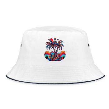 Palmen - Bucket Hat - Weiß/Navy - Vorne