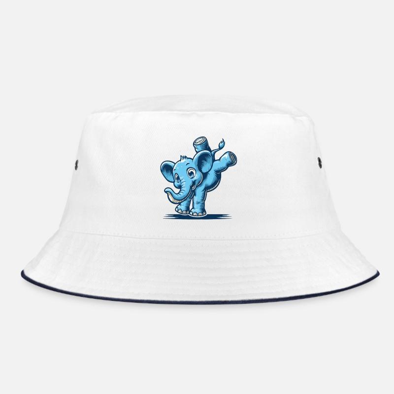 blauer Cartoon-Elefant macht einen Handstand Bucket Hat