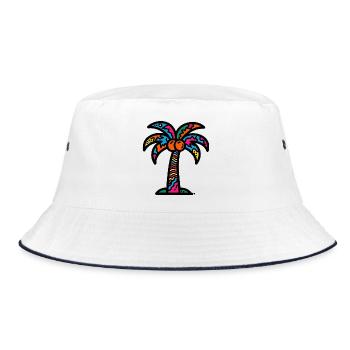 Palme - Bucket Hat - Weiß/Navy - Vorne