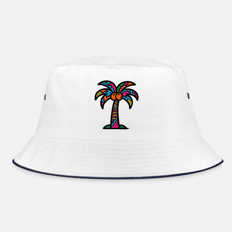 Palme - Bucket Hat - Weiß/Navy