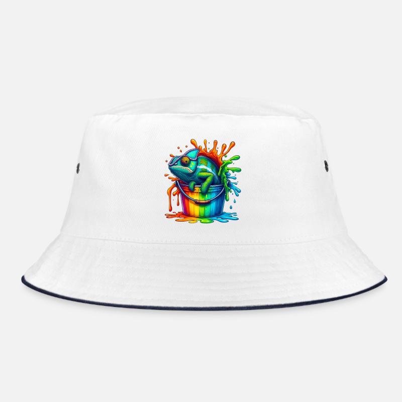 Chamäleon - Bucket Hat - Weiß/Navy
