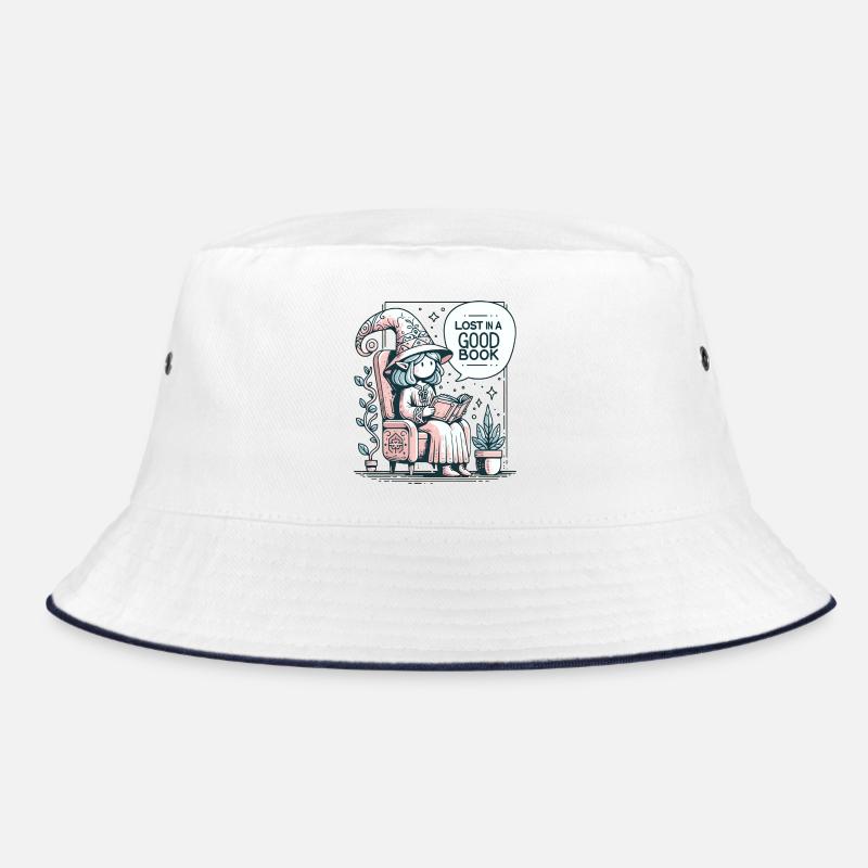 Lost in a Good Book - Bucket Hat - Weiß/Navy