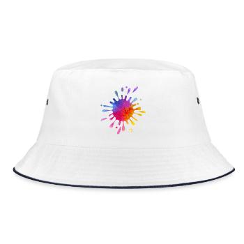 Colorful Splash of Color - Gradient Watercolor - Bucket Hat - white/navy - Front