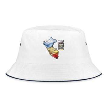 Aquarell Landkarte Peru - Bucket Hat - Weiß/Navy - Vorne