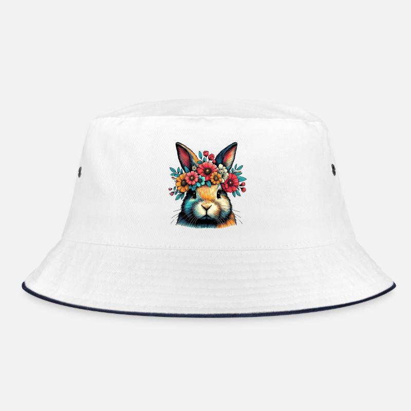 Rabbit with Flowers Bucket Hat
