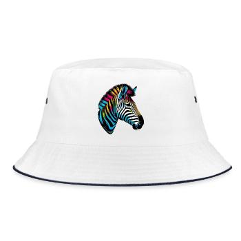 Zebra - Bucket Hat - Weiß/Navy - Vorne