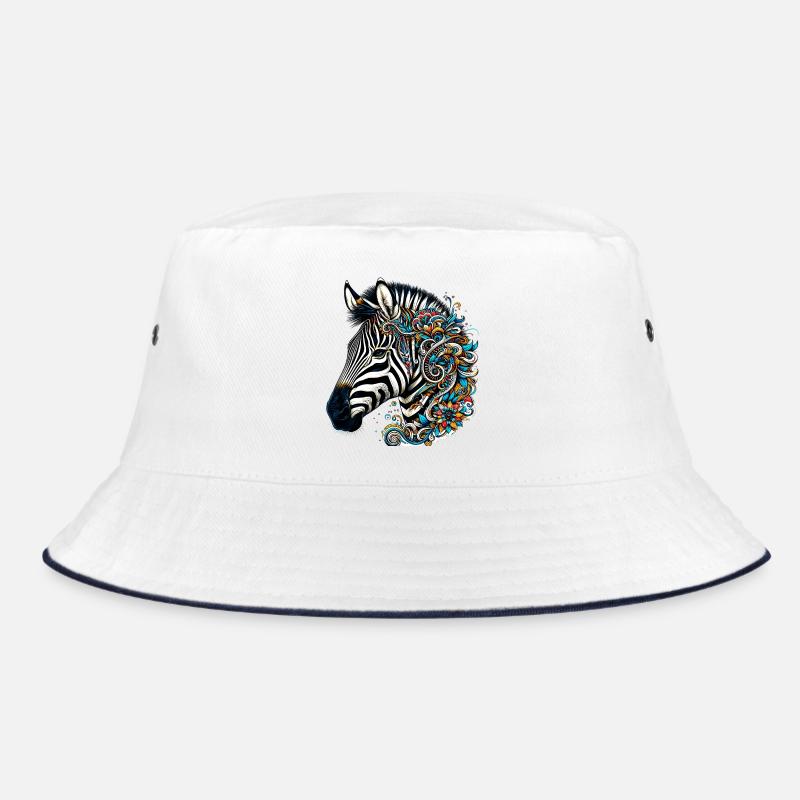 Zebra - Bucket Hat - Weiß/Navy