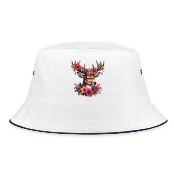 Hirsch - Bucket Hat - Weiß/Navy - Vorne
