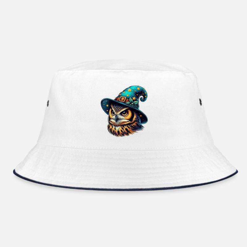 Zauberer Eule - Bucket Hat - Weiß/Navy