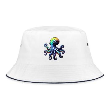 Krake - Bucket Hat - Weiß/Navy - Vorne