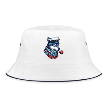Seewolf Wolf Wölfe - Bucket Hat - Weiß/Navy - Vorne