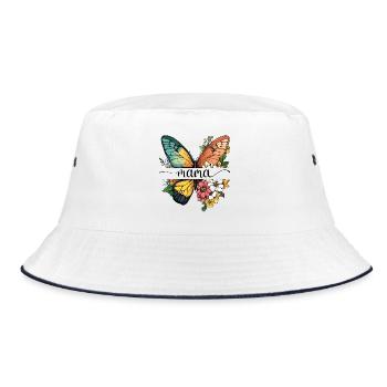 Mom Butterfly Flowers Best Mom Mother's Day - Bucket Hat - white/navy - Front