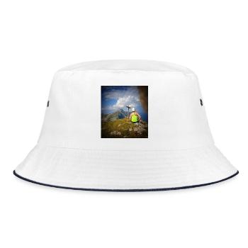At the top! - Bucket Hat - white/navy - Front