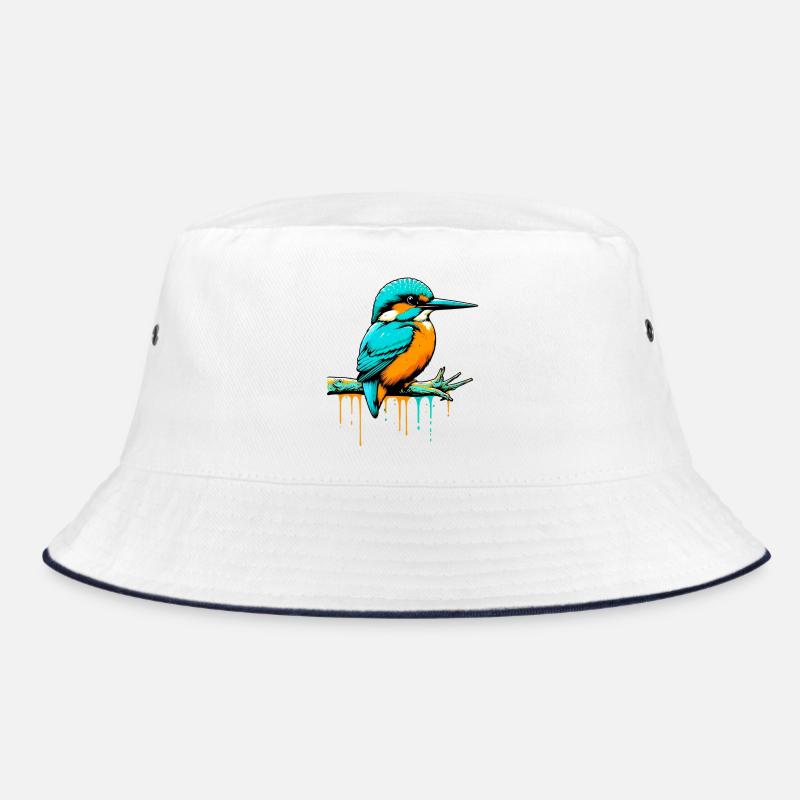 Eisvogel - Bucket Hat - Weiß/Navy