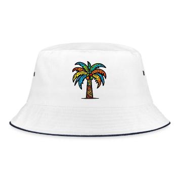 Palme - Bucket Hat - Weiß/Navy - Vorne
