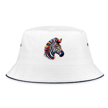 Zebra - Bucket Hat - Weiß/Navy - Vorne