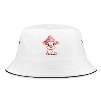 Cochon mignon mignon bébé enfants dessin animé animal - Bob - blanc/marine - Devant
