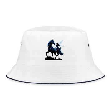 Die Fee und das Einhorn: Ein nächtliches Abenteuer. - Bucket Hat - Weiß/Navy - Vorne