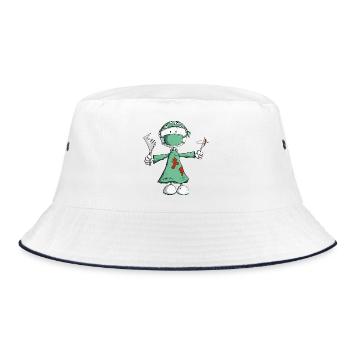 Arzt Chirurg Strichmännchen Berufe Cartoon - Bucket Hat - Weiß/Navy - Vorne