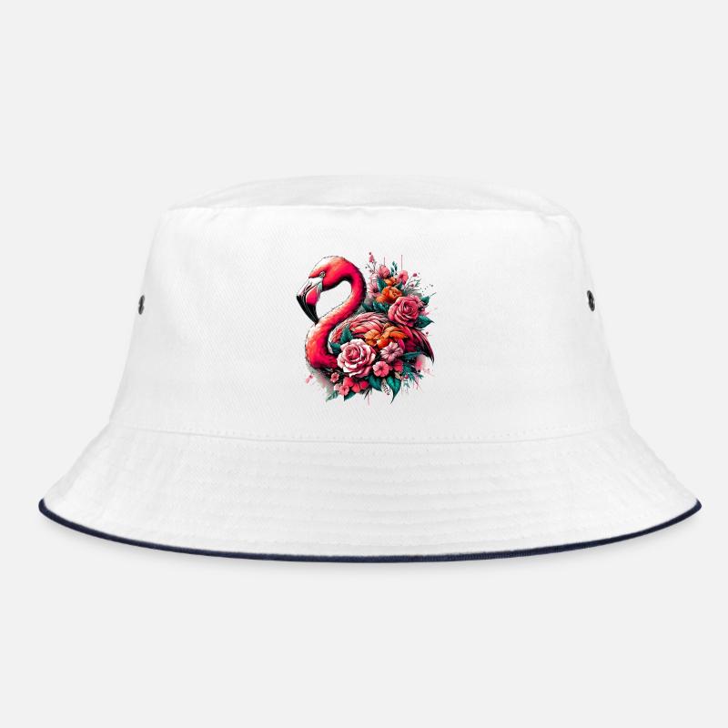 Flamingo - Bucket Hat - Weiß/Navy
