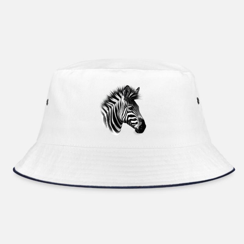 Zebra - Bucket Hat - Weiß/Navy