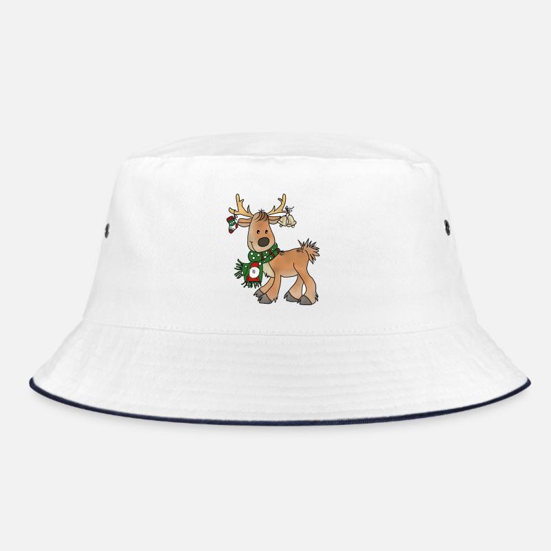 Weihnachtsren - Bucket Hat - Weiß/Navy
