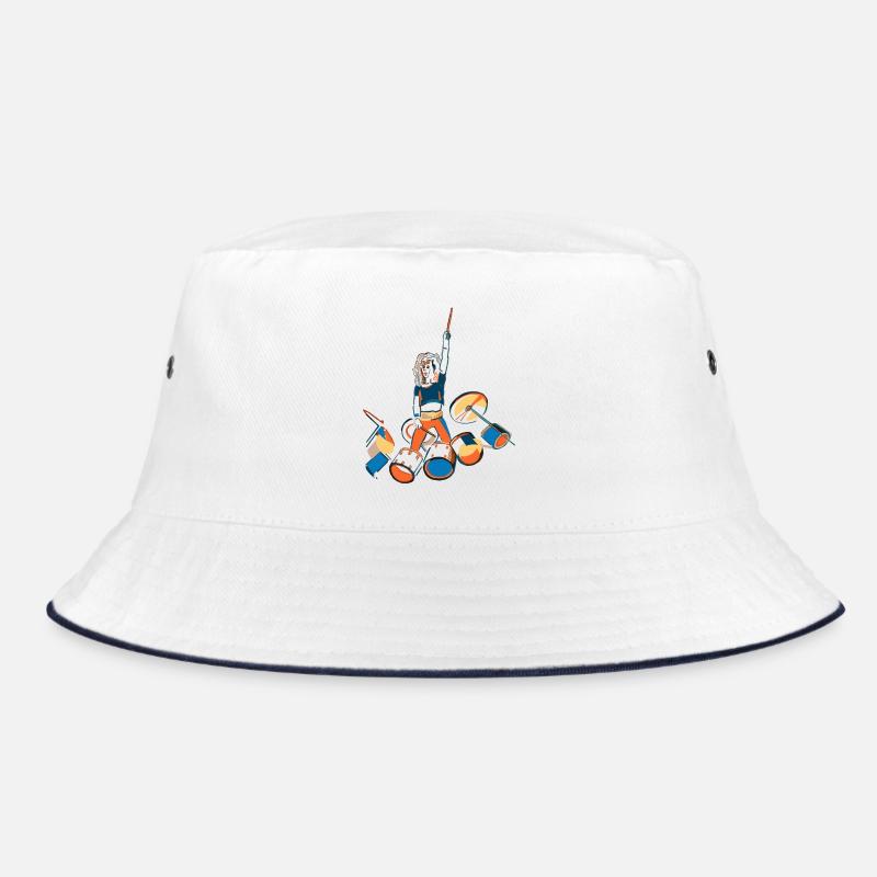 Drummer Kraftpose mit Trommeln Bucket Hat