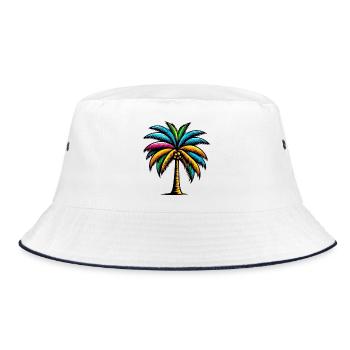 Palme - Bucket Hat - Weiß/Navy - Vorne