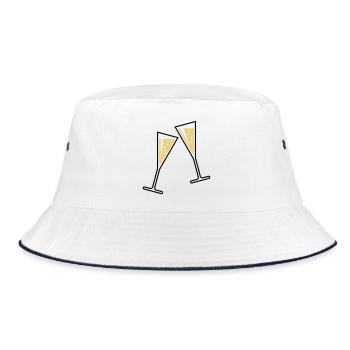 2 Sektgläser (Sekt / Trichter / Zu / 2C) - Bucket Hat - Weiß/Navy - Vorne
