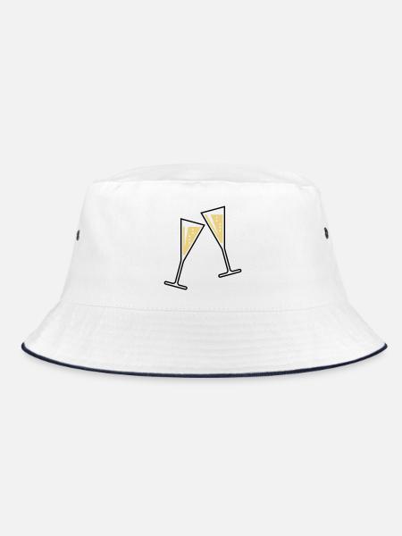 2 Glasses Of Sparkling Wine (Funnel / Closed / 2C) - Bucket Hat - white/navy - Front
