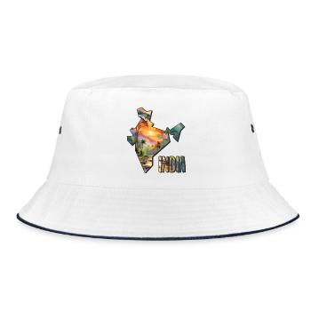 Watercolor Map India - Bucket Hat - white/navy - Front