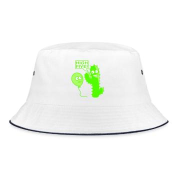 Kaktus Luftballon High Five Begrüßung Stacheln Fun - Bucket Hat - Weiß/Navy - Vorne