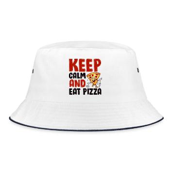 Verspielte Pizza Küche Illustration - Bucket Hat - Weiß/Navy - Vorne