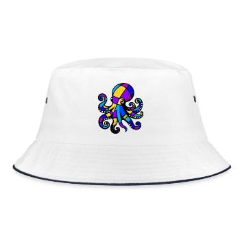 Octopus - Bucket Hat - white/navy - Front