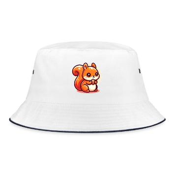 Cute Squirrel Eats a Seed - Bucket Hat - white/navy - Front