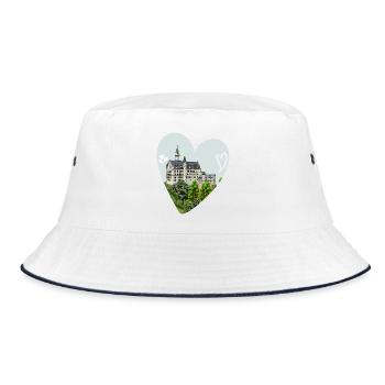 Schloss Neuschwanstein // Illustration - Bucket Hat - Weiß/Navy - Vorne