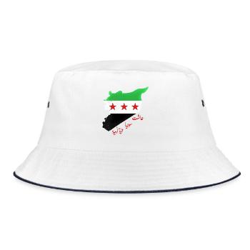 Freies Syrien Flagge mit Spruch ashat suria - Bucket Hat - Weiß/Navy - Vorne