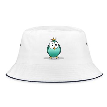 VOGEL. EULE. EULE. VOGEL. NACHT. NATUR - Bucket Hat - Weiß/Navy - Vorne