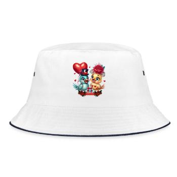 Heart Balloon and Rose Magic - Bucket Hat - white/navy - Front