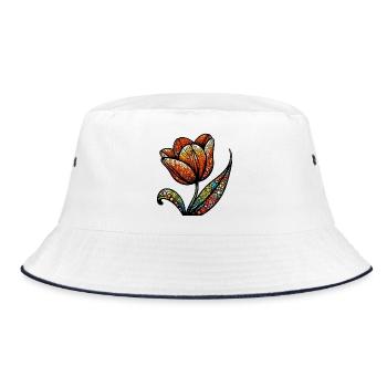 Tulpe - Bucket Hat - Weiß/Navy - Vorne