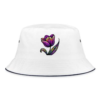 Tulpe - Bucket Hat - Weiß/Navy - Vorne