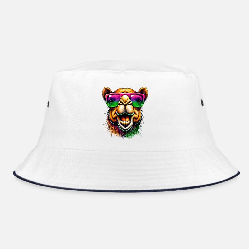Kamel - Bucket Hat - Weiß/Navy